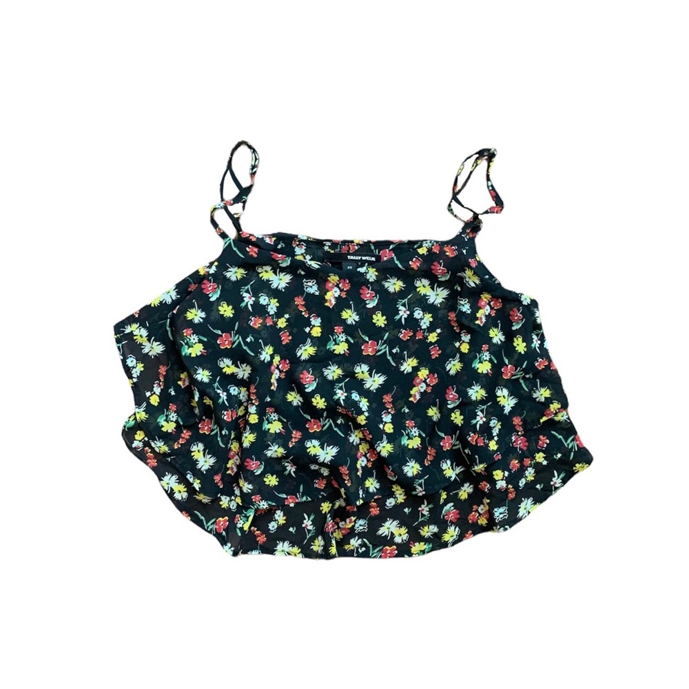 Black Flower Print Top